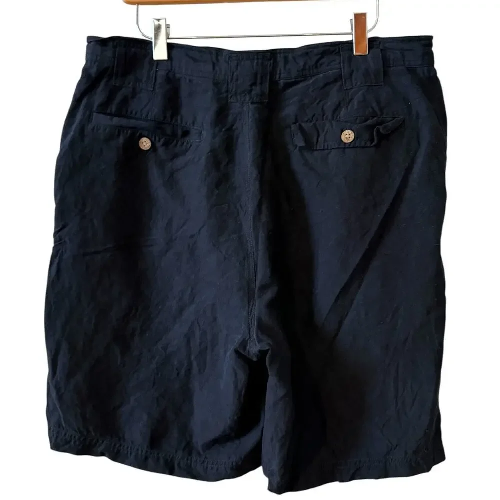 Tommy Bahama Silk & Linen Blend Shorts Navy Blue 36